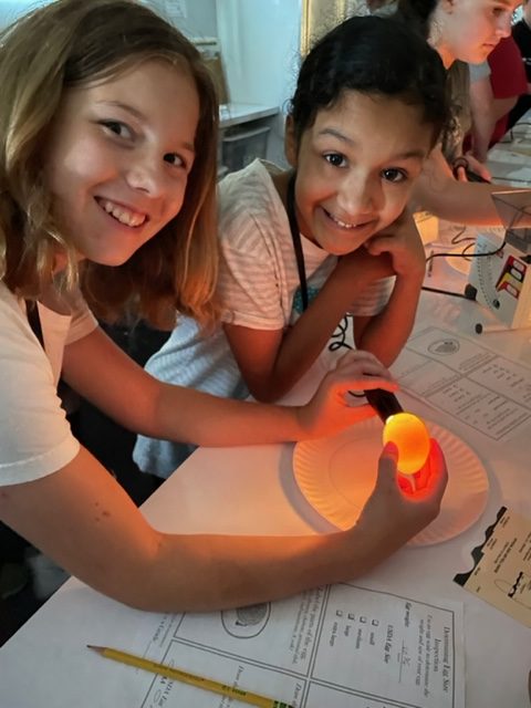 Egg candling at Rohrbach Farms Ag Camp