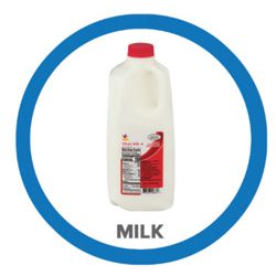 Plastic bottle filled with whole fluid milk